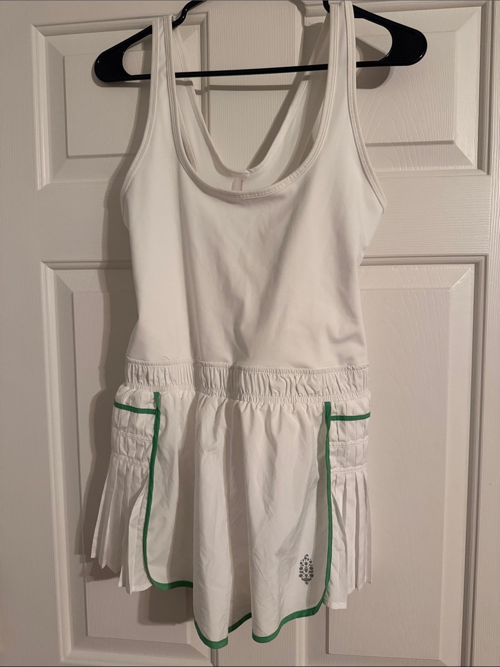 FP Movement by Free People White One Piece Short set with Green Piping